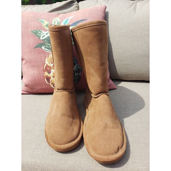 BearPaw Suede Leather Shearling Lined Brown Boots size 11 - Picture 2 of 12
